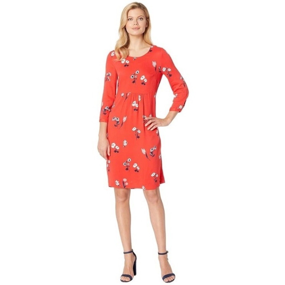 NEW Joules Alison Dress‎ US 2 UK 6 Red Floral Print 3/4 Sleeve Casual Career